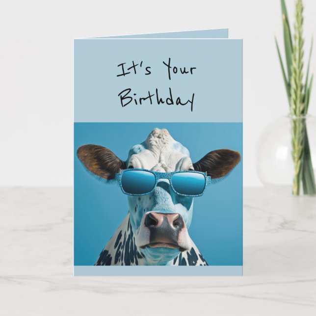 Birthday Cow Glamourous Animal Fun Humour Card (Front)
