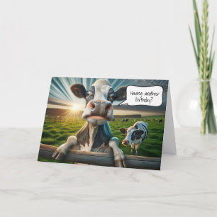 Birthday Cow On a Fence  Card