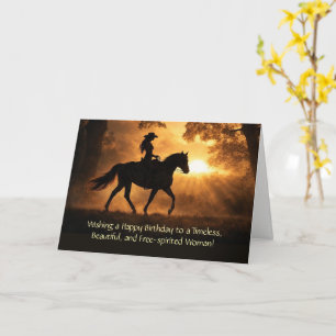 Birthday Cowgirl and Horse Country Western for Her Card