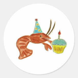 Birthday Crawfish Cupcake Classic Round Sticker