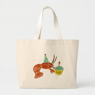 Birthday Crawfish Cupcake Large Tote Bag