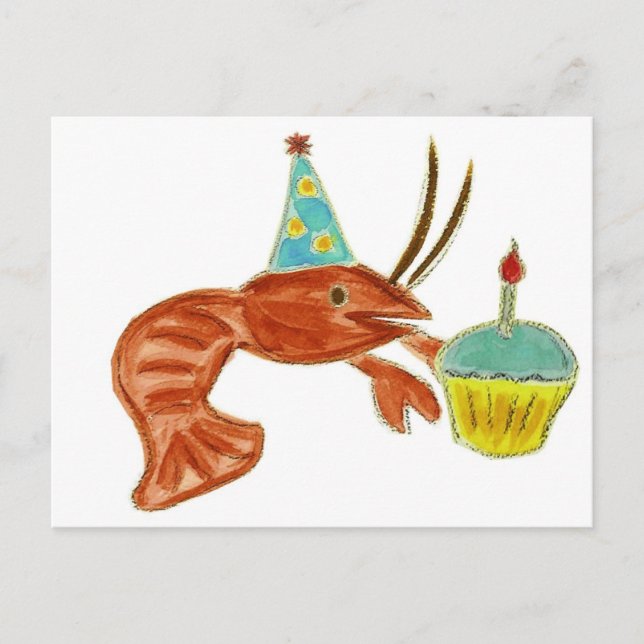 Birthday Crawfish Cupcake Postcard (Front)