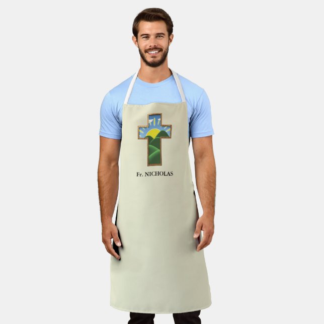 Birthday Cross Personalized Apron (Worn)