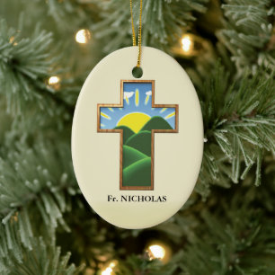 Birthday Cross Personalized Ceramic Ornament
