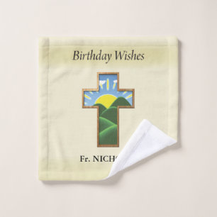 Birthday Cross Priest Personalized Wash Cloth