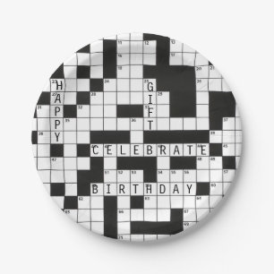 Birthday crossword puzzle paper plate