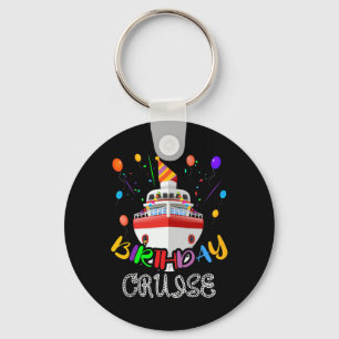 Birthday Cruise Cruising Bday Party Ocean Ship Cak Keychain
