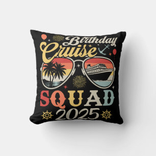 Birthday Cruise Squad 2025 Family Matching Throw Pillow