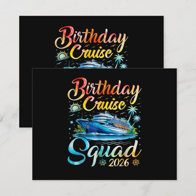 Birthday Cruise Squad 2026 Invitation (Front/Back)