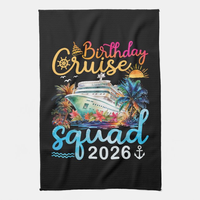 Birthday Cruise Squad 2026 Kitchen Towel (Vertical)