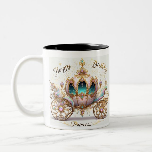 Birthday Cup. Princess Two-Tone Coffee Mug (Left)