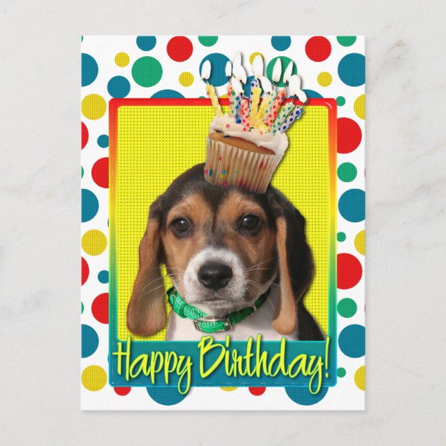 Birthday Cupcake - Beagle Puppy - Chloe Postcard (Front)