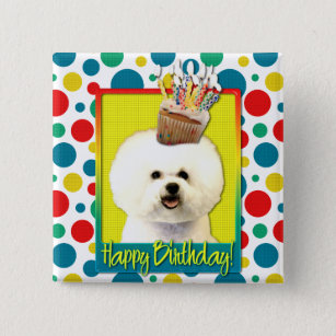 Birthday Cupcake - Bichon Frise 2 Inch Square Button