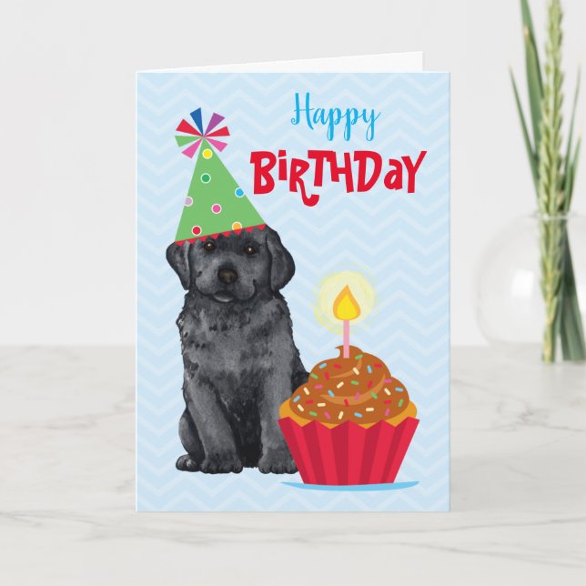 Birthday Cupcake Black Lab Card (Front)