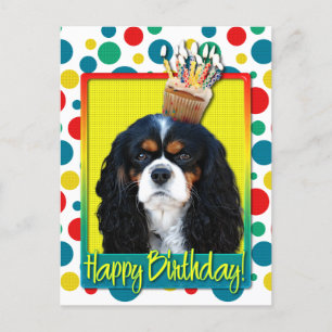 Birthday Cupcake - Cavalier - Tri-Colour Postcard
