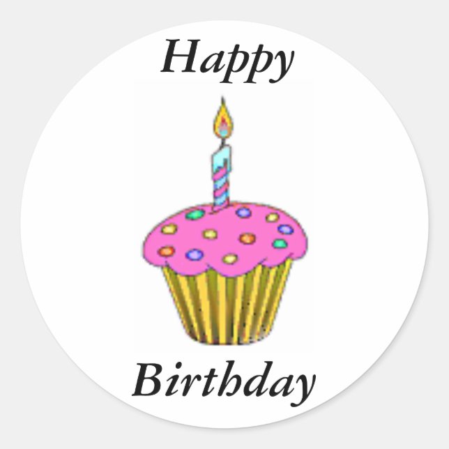 Birthday Cupcake Classic Round Sticker (Front)