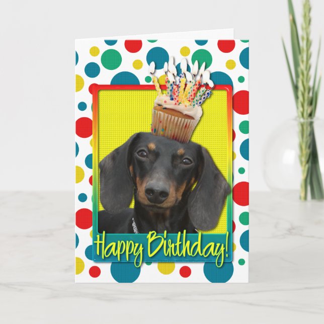 Birthday Cupcake - Dachshund - Winston Card (Front)