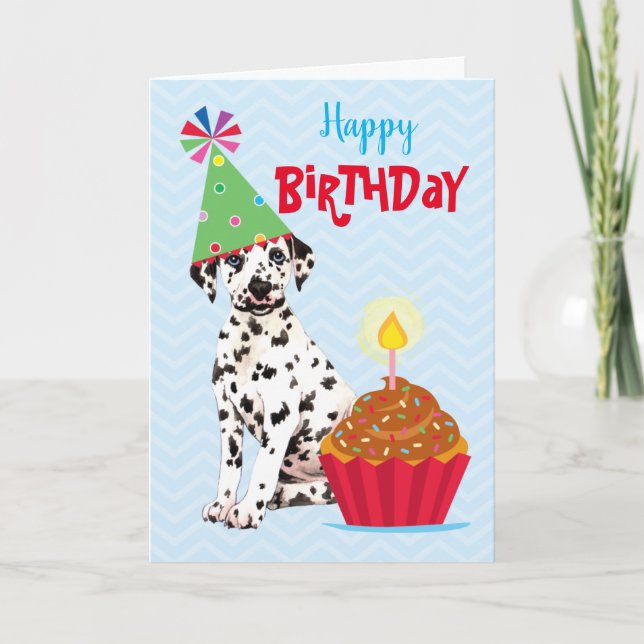 Birthday Cupcake Dalmatian Card (Front)