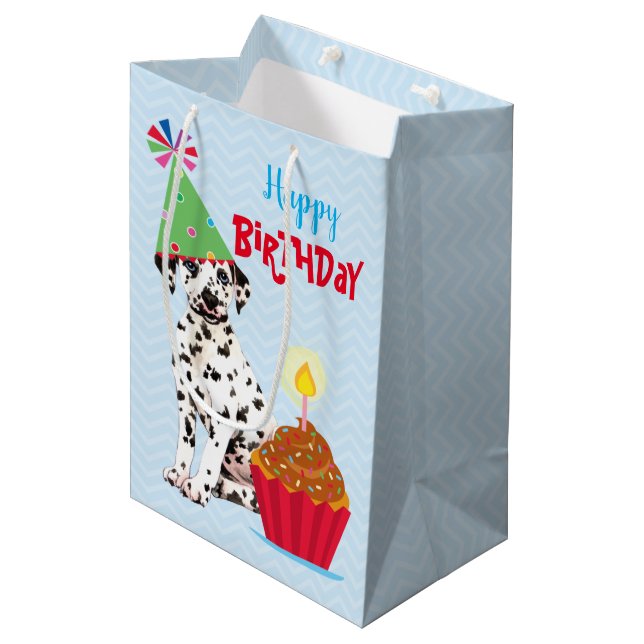 Birthday Cupcake Dalmatian Medium Gift Bag (Front Angled)