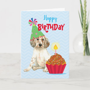 Birthday Cupcake English Setter Card