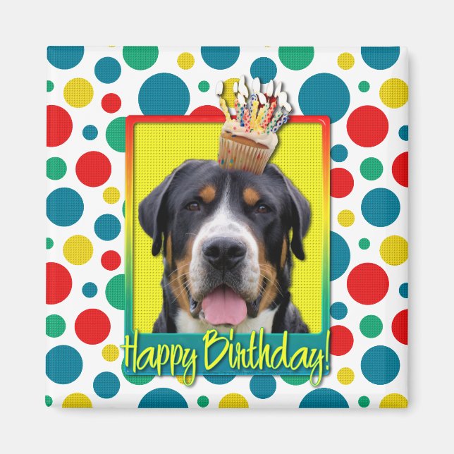 Birthday Cupcake - Greater Swiss Mountain Dog Magnet (Front)