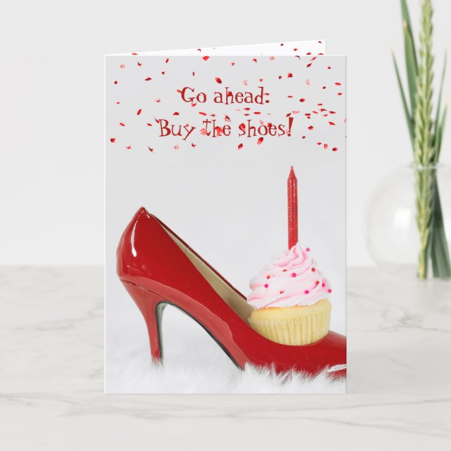 Birthday Cupcake In a Red Shoe Card (Front)