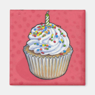 Birthday cupcake magnet