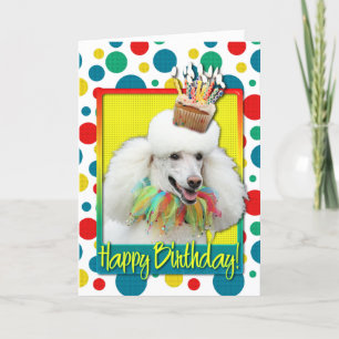 Birthday Cupcake - Poodle - White Card