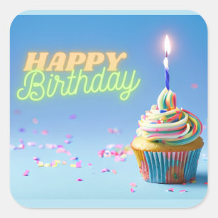 Birthday Cupcake Square Sticker