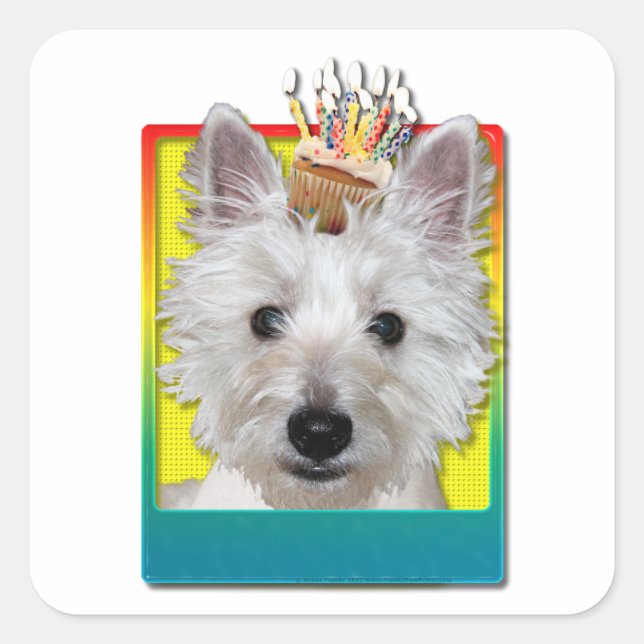 Birthday Cupcake - Westie - Tank Square Sticker (Front)