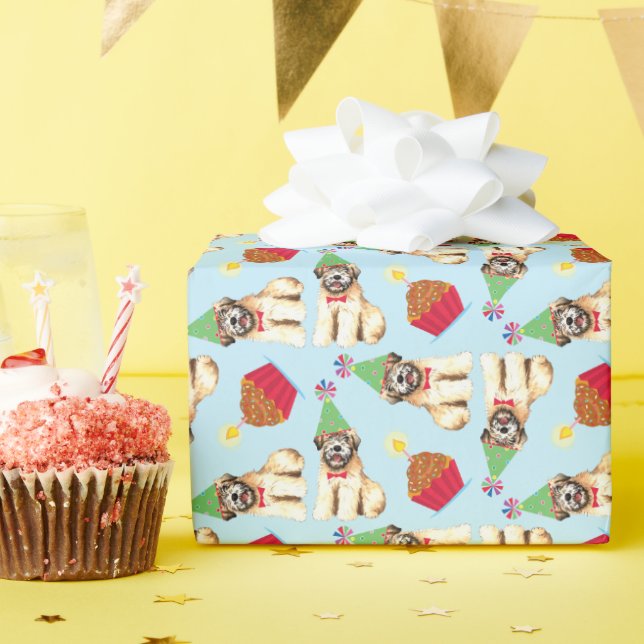Birthday Cupcake Wheaten Terrier Wrapping Paper (Birthday Party)