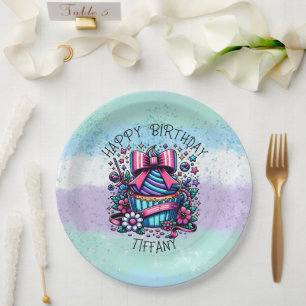 Birthday Cupcake Whimsical Personalized Paper Plate