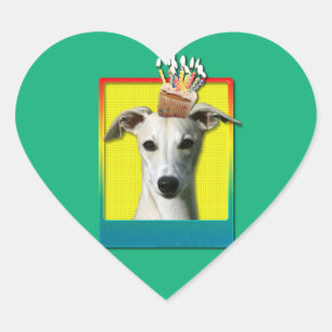 Birthday Cupcake - Whippet Heart Sticker