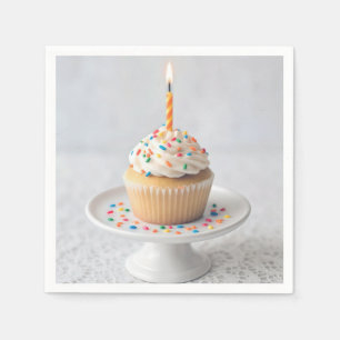 Birthday Cupcake with a Candle Napkin