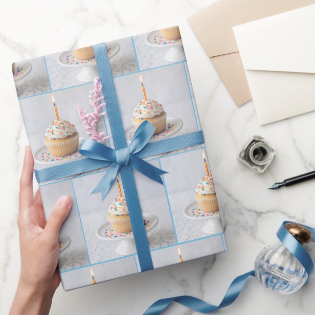 Birthday Cupcake with a Candle Wrapping Paper (Gifting)