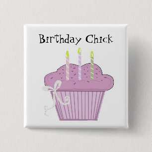 Birthday Cupcake with Candles 2 Inch Square Button