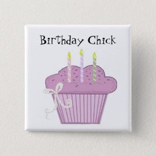 Birthday Cupcake with Candles 2 Inch Square Button