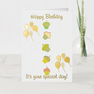 Birthday Cupcakes Balloons Foil Greeting Card