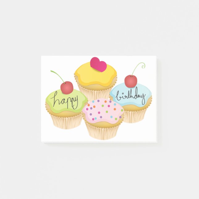 Birthday Cupcakes Post-it Notes (Front)