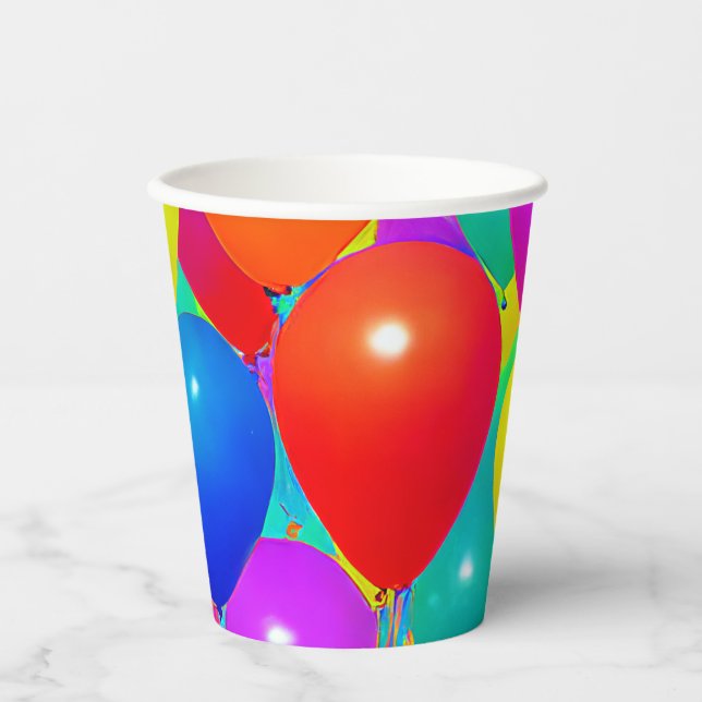 Birthday Cups with Balloon Design (Front)