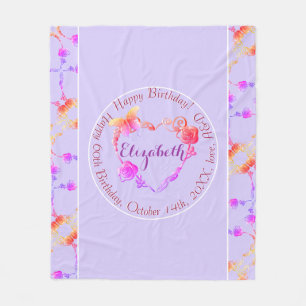 Birthday/Custom Event Rose Heart Fleece Blanket