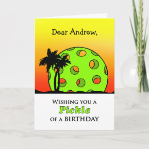 Birthday Custom Front, Pickleball Sunset, Tropical Card