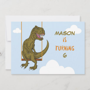 Birthday Custom Name, Age Personalized Dinosaur on Invitation
