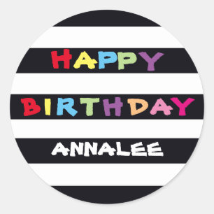 Birthday Custom Name Any Age Cool Cute Script Classic Round Sticker
