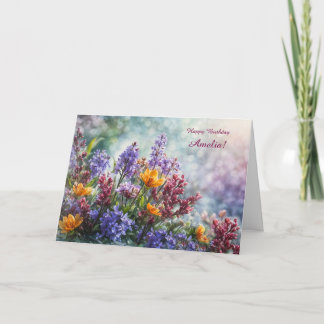 Birthday Custom Name Any Name Pretty Flower Card