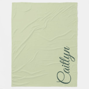 Birthday Custom Name Soft Sage Green Forest Green Fleece Blanket