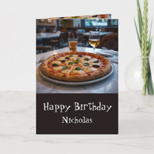 Birthday Custom Name with Pizza Card