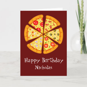 Birthday Custom Name with Pizza Card