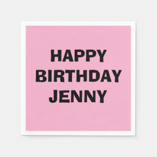 BIRTHDAY CUSTOM PERSONALIZED NAPKINS PINK