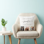Birthday custom photo best friends black white throw pillow<br><div class="desc">A gift from friends for a woman's 21st birthday, celebrating her life with 3 of your photos of her, her friends, family, interest or pets. Personalize and add her name, age 21 and your names. Black coloured letters. A chic classic white background colour. Her name is written with a modern...</div>